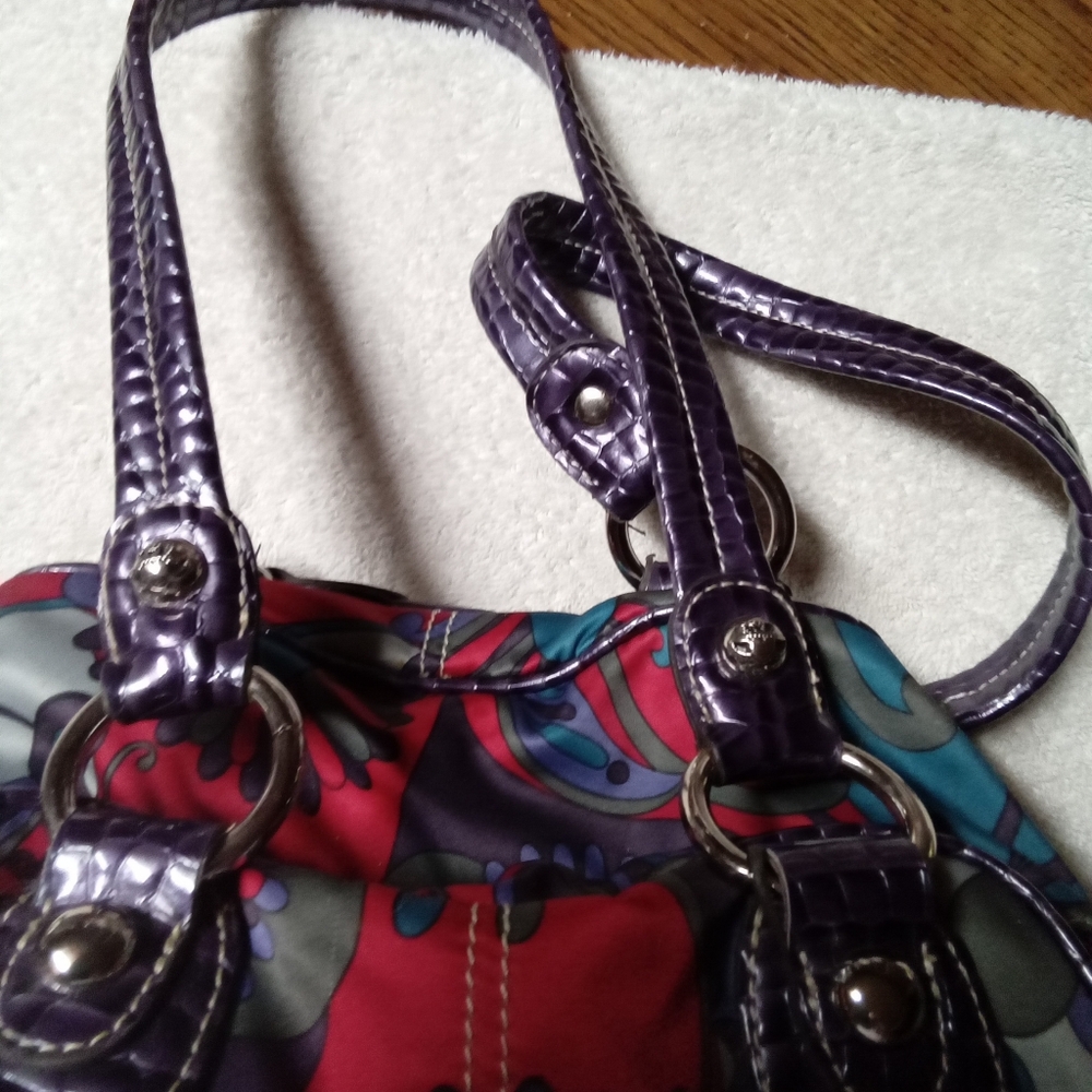 Purse KATHY VANZEELAND Purple Floral-Print Women’s Shoulder Bag - Picture 5 of 16